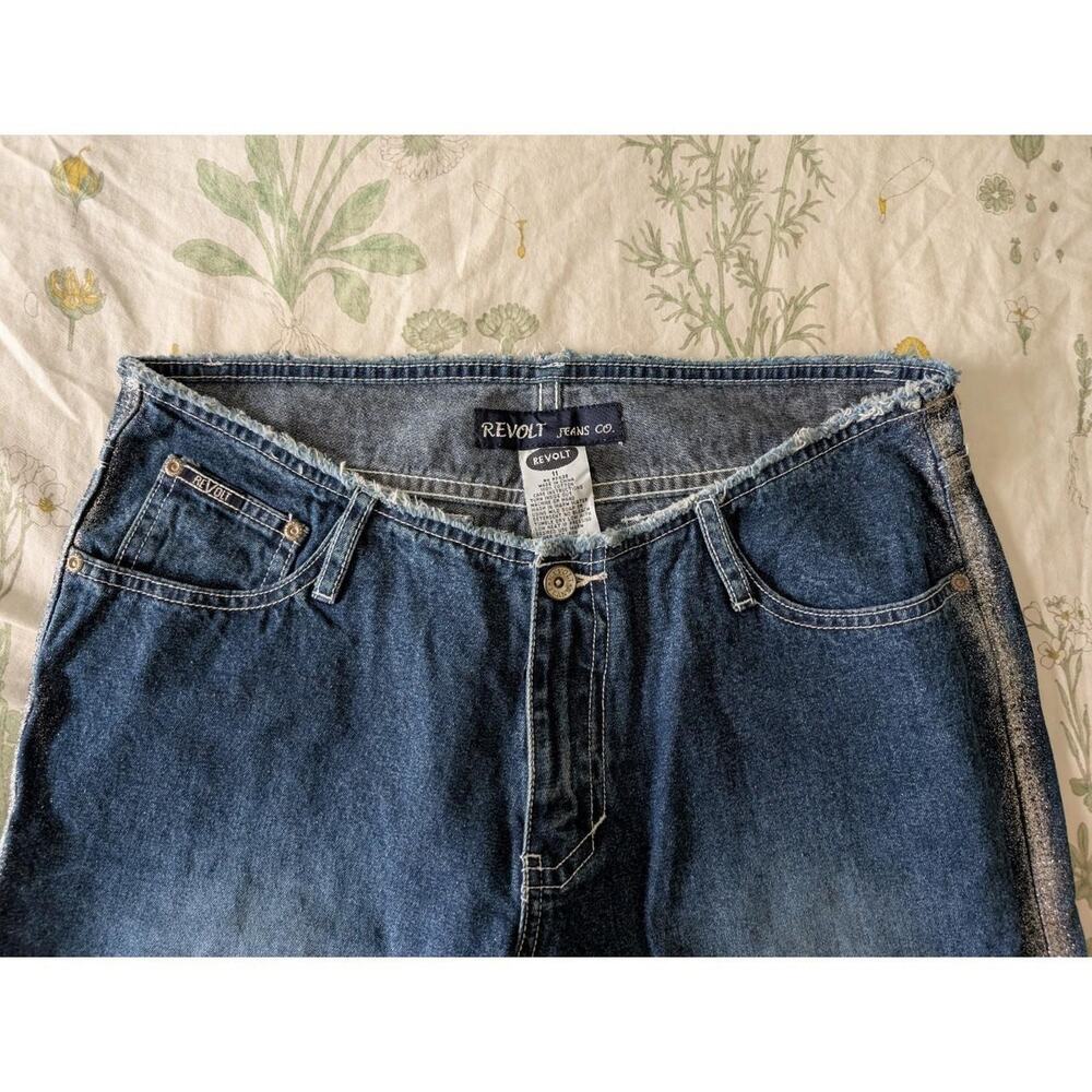 Y2K/2000s Revolt Raw Hem Glitter Flare Jeans